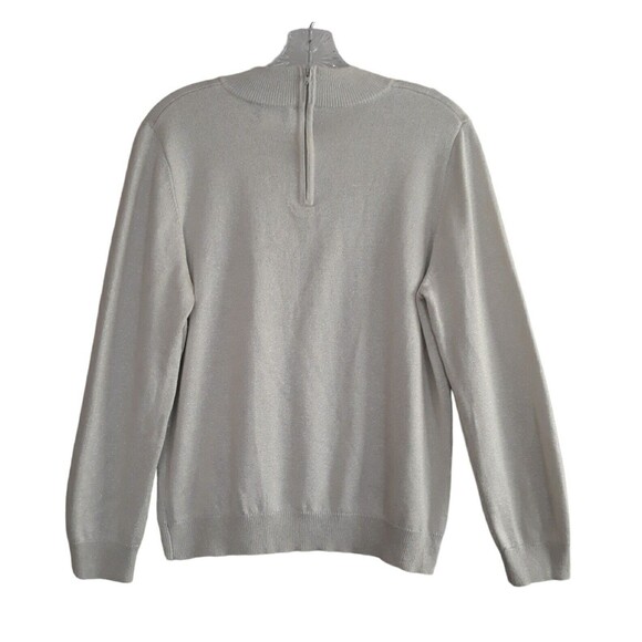 Drapers & Damon Mock Neck Sweater Womens Medium Light Gray Silver Metallic  Zip - Picture 2 of 12